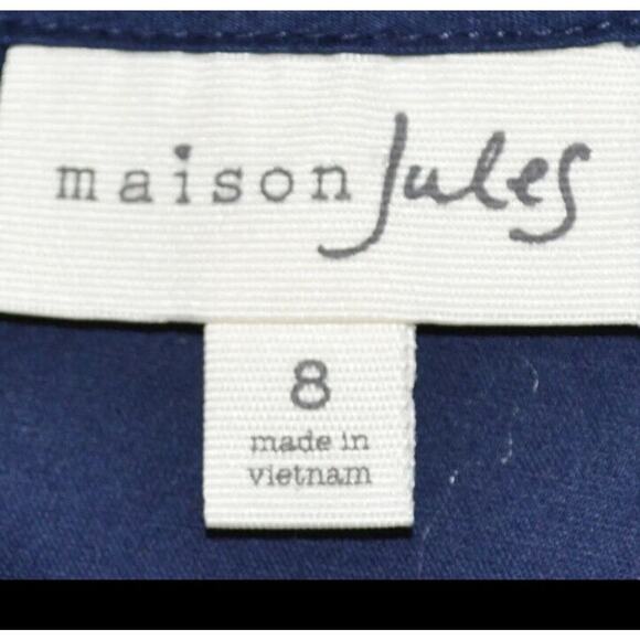Maison Jules Womens Waist Bow Detail Fit Flare Dress Blue Office Sz 8 Sleeveless - Picture 5 of 14